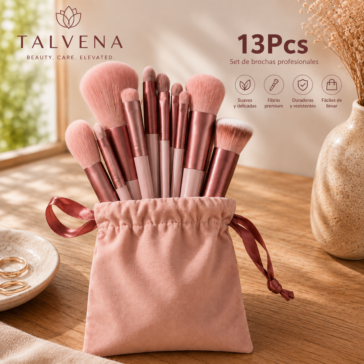 13-Piece Makeup Brush Set with Travel Bag